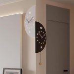 ساعت دیواری دو طرفه النسی سفید و مشکی