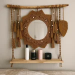 شلف مکرومه قهوه ای دستباف مدل ایرانا