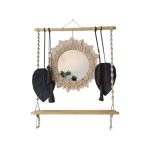 شلف دیواری مکرومه طرح برگ سفید مشکی