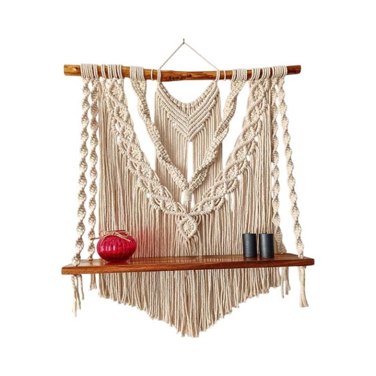 شلف دیواری چوبی مکرومه