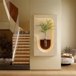 تابلو چراغ دار دکوراتیو گلدان دار سفید