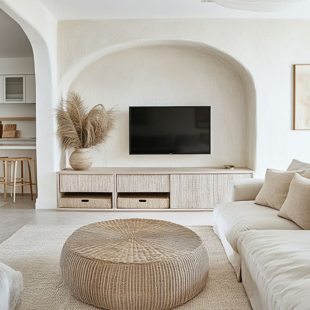 متریال طبیعی مانند چوب و سنگ در دیزاین مدیترانه ای